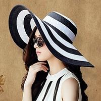 Women\'s Classic Black And White Keys Straw Ladies Outdoor/Casual/ Beach Hats