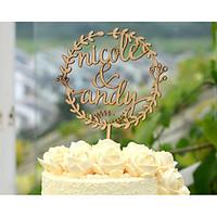 Wood Cake Topper Custom with Couple\'s Names Wedding Cake Topper in Natural Wood Color 6 Inches Wide