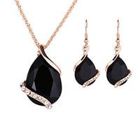 Women Crystal Heart Necklace Earrings Jewellery Set Gold Plated Jewelry Sets For Bridal Wedding Accessories(NecklaceEarrings)