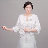 womens wrap shrugs 34 length sleeve faux fur ivory red wedding partyev ...