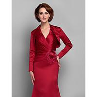 Women\'s Wrap Shrugs Long Sleeve Satin Red Wedding / Party/Evening Wide collar Draped Open Front