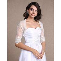 womens wrap shrugs half sleeve lace tulle ivory wedding partyevening c ...