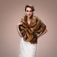 womens wrap capelets sleeveless faux fur brown wedding partyevening v  ...