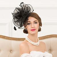 womens feather organza headpiece wedding special occasion casual headb ...