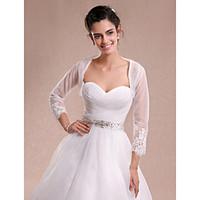 womens wrap shrugs 34 length sleeve lace tulle ivory wedding partyeven ...