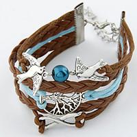 womens european style retro multi pendant leaves leiothrix bracelet