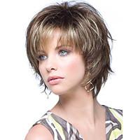 Women\'s Fashionable Short Brown Blonde Mixed color Wigs with Bang