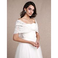 Women\'s Wrap Shrugs Sleeveless Lace Ivory Wedding Party/Evening Off-the-shoulder 30cm Lace Hidden Clasp