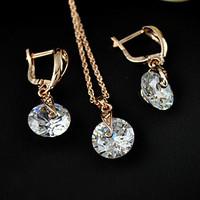 Women\'s fanshion Jewelry set of high-end fashion zircon earrings necklace set super flash large zircon