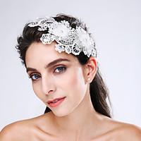 womens lace tulle imitation pearl acrylic headpiece wedding special oc ...