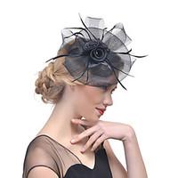 womens retro feather tulle net rhinestone headpiece wedding special oc ...