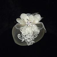 womens satin rhinestone imitation pearl net headpiece special occasion ...