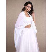 Women\'s Wrap Shawls Sleeveless Chiffon White Wedding Party/Evening Wide collar 30cm Draped Open Front