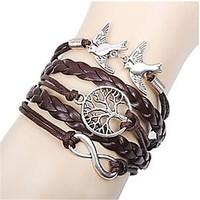 womens multilayer alloy love birds tree and infinity handmade leather  ...