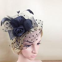 Women Feather/Net Black Flower Bowknot Fascinators/Hats With Wedding/Party Headpiece