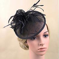 Women Feather/Net Bride Hats/Flowers With Wedding/Party Headpiece Black/Beige