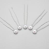 Women\'s Flower Girl\'s Alloy Imitation Pearl Headpiece-Wedding Special Occasion Hair Pin 5 Pieces