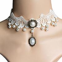 Women Fashion Creative Sexy Lace Pearl Choker Necklace Fake Collar Bride Jewelry Christmas Gifts