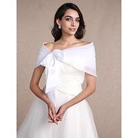 Women\'s Wrap Shrugs Sleeveless Organza White Wedding Party/Evening Bateau 30cm Draped Lace-up
