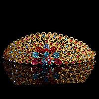 women alloy tiaras with multicolor rhinestone weddingparty headpiece