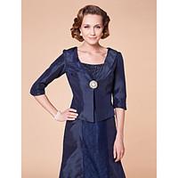 Women\'s Wrap Coats/Jackets Half-Sleeve Taffeta Dark Navy Wedding / Party/Evening Shawl Collar 39cm Button Clasp