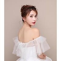 womens wrap capelets tulle wedding party evening lace up