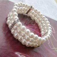 womens cuff strand bracelet silver imitation pearl imitation pearl rhi ...