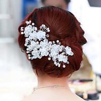 women pearlalloy flowers with pearl weddingparty headpiece