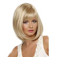 Women Bob Short Cosplay Straight Synthetic Hair Wigs Blonde Full Bang Heat Resistant