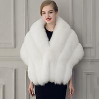 Women\'s Wrap Capelets Sleeveless Faux Fur Black / White Wedding / Party/Evening V-neck 50cm Feathers / fur Hidden Clasp