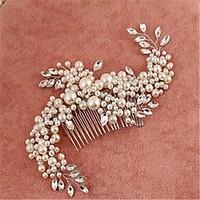 Women\'s Flower Girl\'s Alloy Imitation Pearl Cubic Zirconia Headpiece-Wedding Special Occasion Hair Combs 1 Piece