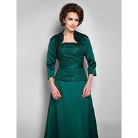 Women\'s Wrap Shrugs 3/4-Length Sleeve Satin Dark Green Wedding / Party/Evening / Casual Scoop Draped Open Front