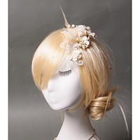 Women\'s Feather Tulle Imitation Pearl Headpiece-Wedding Special Occasion Casual Hair Clip 1 Piece