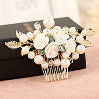 womens pearl alloy headpiece wedding special occasion hair combs flowe ...