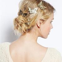 Women Alloy Hollow Out Butterfly Hair Clip With Casual/Outdoor Headpiece Gold
