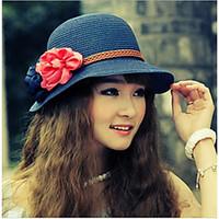 women tullebasketwork hats with flower outdoor headpiece