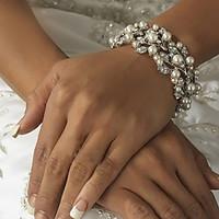 womens chain strand round bangles bracelet imitation pearl alloy imita ...