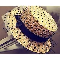 womens fashion net yarn lace sweet dot straw hat basketwork hats with  ...