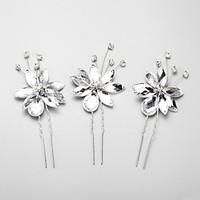 Women\'s Flower Girl\'s Rhinestone Alloy Headpiece-Wedding Special Occasion Hair Pin 3 Pieces
