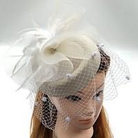 womens feather tulle chiffon headpiece wedding special occasion fascin ...