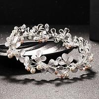 womens rhinestone crystal brass imitation pearl headpiece wedding tiar ...