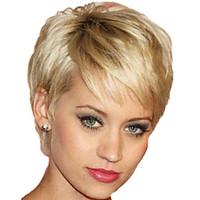 Women Short Straight Synthetic Hair Wig Blonde Heat Resistant Fiber Cheap Cosplay Party Wig Hair
