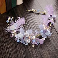 Women\'s Feather / Rhinestone / Alloy / Imitation Pearl / Fabric Headpiece-Wedding / Outdoor Headbands 1 Piece