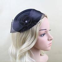 Women Satin/Net Western Style Bowknot Hats With Wedding/Party Headpiece Black