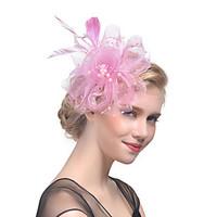 Women\'s Retro Feather / Tulle / Imitation Pearl Headpiece-Wedding / Special Occasion Flower Fascinators Bride Headbands 1 Piece Hair Accessories