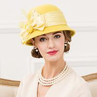 Women\'s Feather Rhinestone Wool Fabric Headpiece-Wedding Special Occasion Casual Fascinators Hats 1 Piece