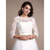 womens wrap shrugs 34 length sleeve lace ivory wedding partyevening sc ...