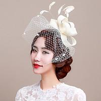 Women\'s Feather / Tulle / Flax Headpiece-Wedding / Special Occasion Fascinators / Birdcage Veils 1 Piece