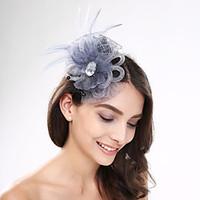 womens feather acrylic net headpiece wedding special occasion casual f ...