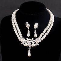 womens silveralloy weddingparty jewelry set earring necklace with rhin ...